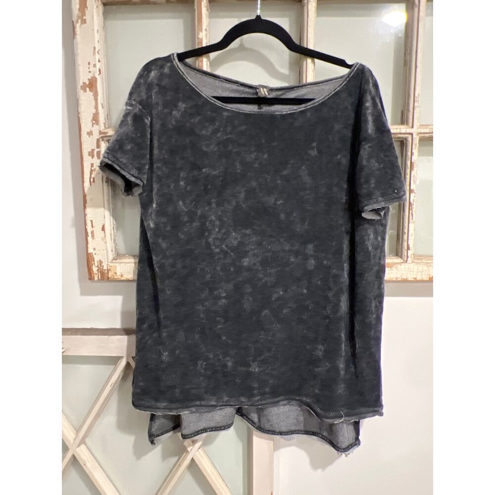 We The Free Free People size small oversized gray velour top distressed